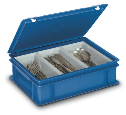 Euronorm-Koffer mit Besteckeinsatz, blau, HxLxB 130x400x300 mm Standard 1 L