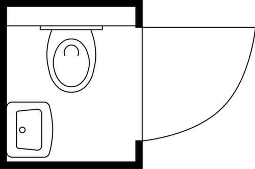 Säbu Mehrzweck- und WC-Box, Höhe x Breite x Tiefe 2425 x 1400 x 1250 mm Technische Zeichnung 1 L