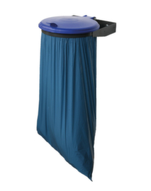 Müllsackhalter zur Wandbefestigung, für 70 - 120-Liter-Säcke, DB703 anthrazit, Deckel blau