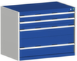 bott Schubladenschrank cubio Grundfläche 1050x750 mm, 4 Schublade(n), RAL7035 Lichtgrau/RAL5010 Enzianblau