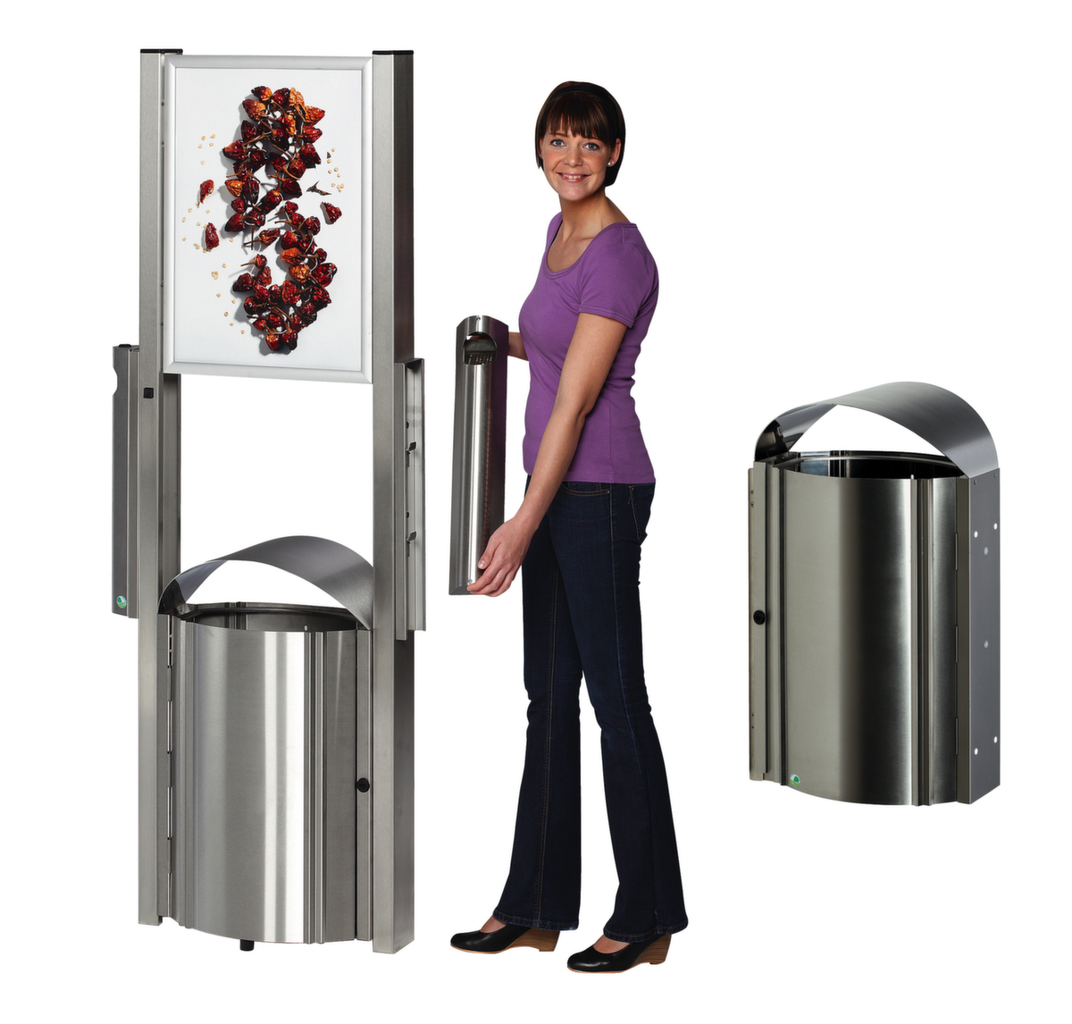 Edelstahl-Abfallbehälter für den Außenbereich Standard 1 ZOOM