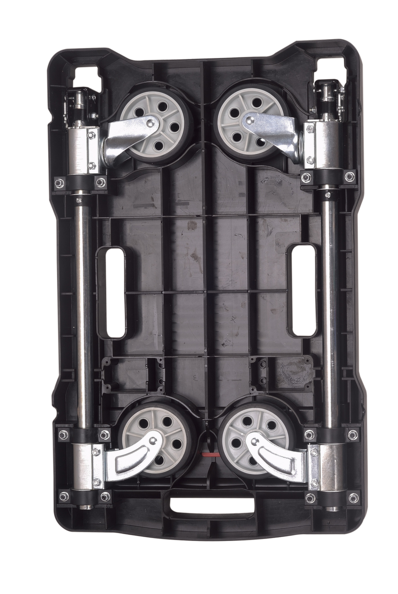 BS-ROLLEN Klappbarer Schiebebügelwagen mit Kunststoffladefläche, Traglast 150 kg, alu/schwarz Standard 2 ZOOM