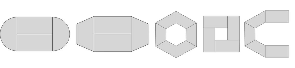 Vierkantrohr-Mehrzwecktisch mit verschiedenen Plattenformen Technische Zeichnung 1 ZOOM