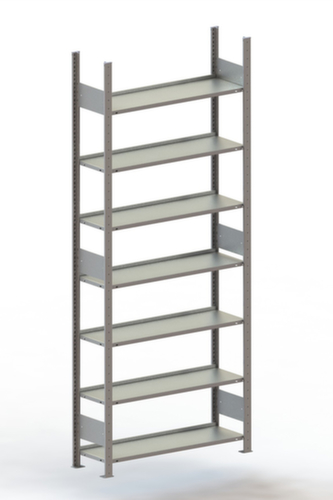 META Steckregal Grundfeld mit Anschlagkante, Höhe x Breite x Tiefe 2500 x 1056 x 336 mm, 7 Böden