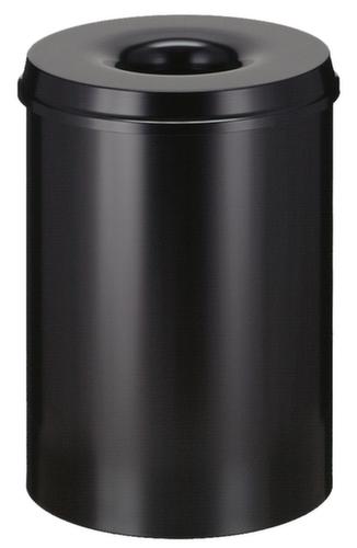 Selbstlöschender Papierkorb aus Stahl, 30 l, schwarz, Kopfteil schwarz