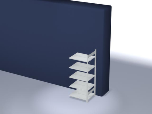 hofe Akten-Steckregal Anbaufeld zur beidseitigen Nutzung, 5 Böden, RAL7035 Lichtgrau