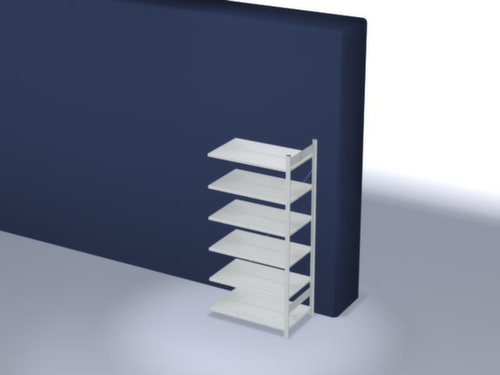 hofe Akten-Steckregal Anbaufeld zur beidseitigen Nutzung, 6 Böden, RAL7035 Lichtgrau