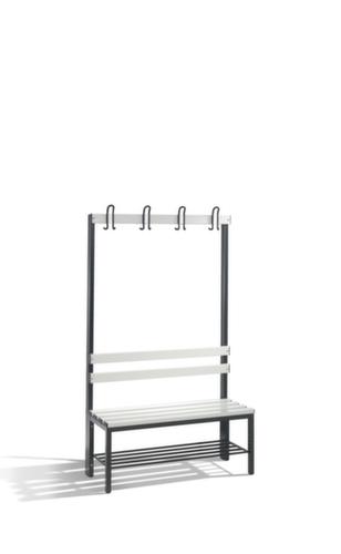 C+P Umkleidebank schwarzgrau mit Haken und PVC-Leisten