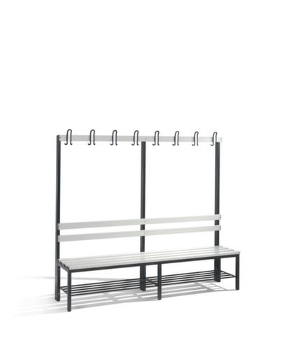 C+P Umkleidebank schwarzgrau mit Haken und PVC-Leisten
