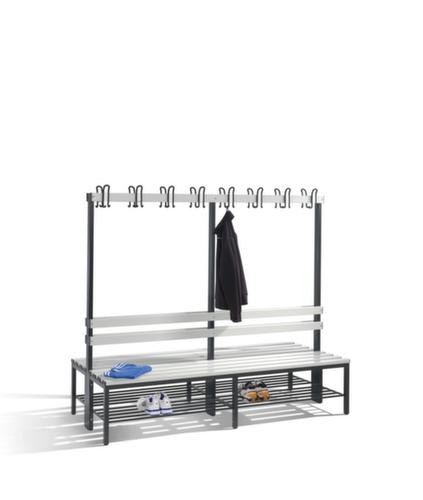 C+P Umkleidebank schwarzgrau mit Haken und PVC-Leisten