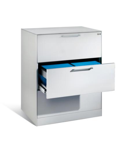 C+P Hängeregistraturschrank mit Bügelgriffen, 2 Auszüge, RAL7035 Lichtgrau/RAL7035 Lichtgrau