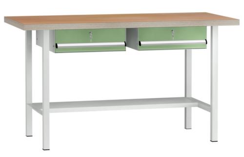 KLW Lutz Werkbank mit Multiplexplatte, 2 Schubladen, 1/2 Ablageboden