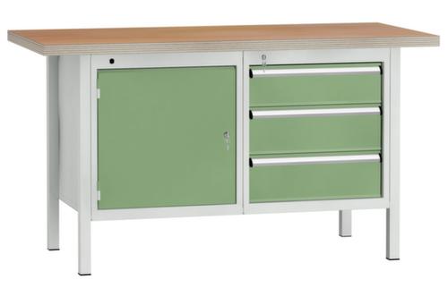 KLW Lutz Werkbank mit Multiplexplatte, 3 Schubladen, 1 Schrank