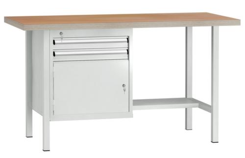 KLW Lutz Werkbank mit Multiplexplatte, 2 Schubladen, 1/2 Ablageboden