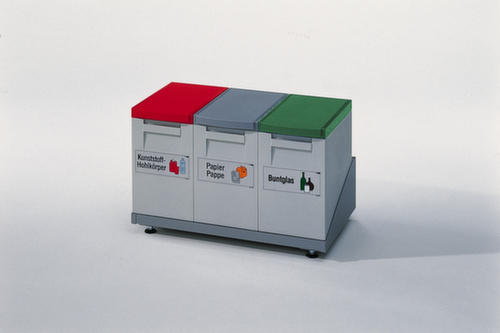 Wertstoffsammelbox, 15 l, hellgrau, Deckel grün