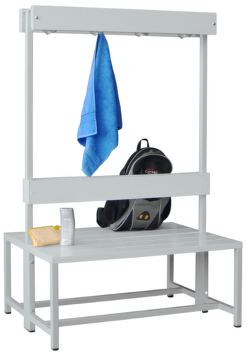 PAVOY Umkleidebank Basis RAL7035 mit Haken und Kunststoffleisten