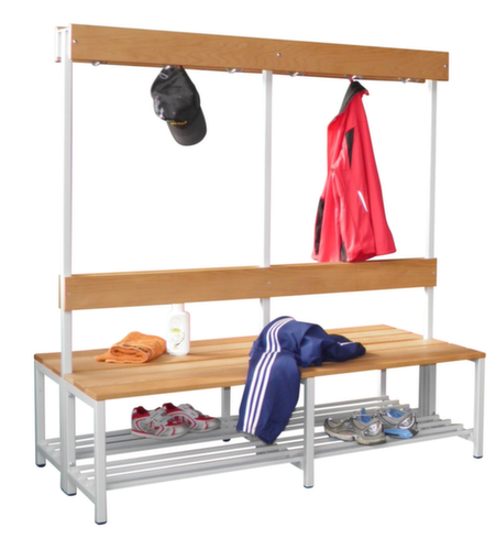 PAVOY Umkleidebank Basis mit Haken und Holzleisten