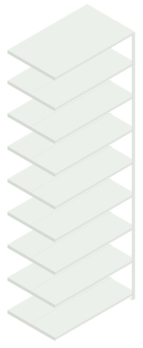 hofe Akten-Schraubregal Anbaufeld zur beidseitigen Nutzung, 9 Böden, RAL7035 Lichtgrau