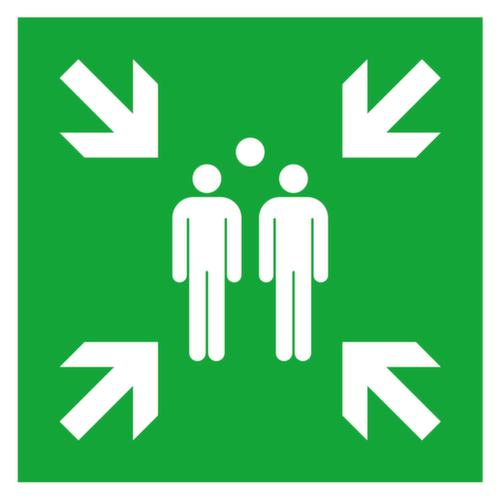 Schild für Sammelstelle und Notausstieg