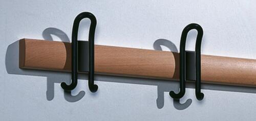 C+P Umkleidebank schwarzgrau mit Haken und Holzleisten