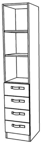 Kombi-Schraubregal Up and Down mit Schubladen, 3 Regalfächer, Breite 406 mm, Ahorn/Ahorn