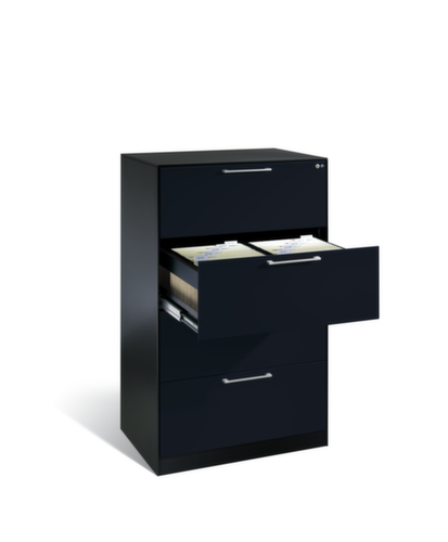 C+P Hängeregistraturschrank Asisto, 3 Auszüge, RAL7021 Schwarzgrau/RAL7021 Schwarzgrau