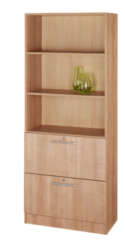 Kombiregal Sina mit HR-Auszügen, 3 Regalfächer, Breite 800 mm, Nussbaum/Nussbaum