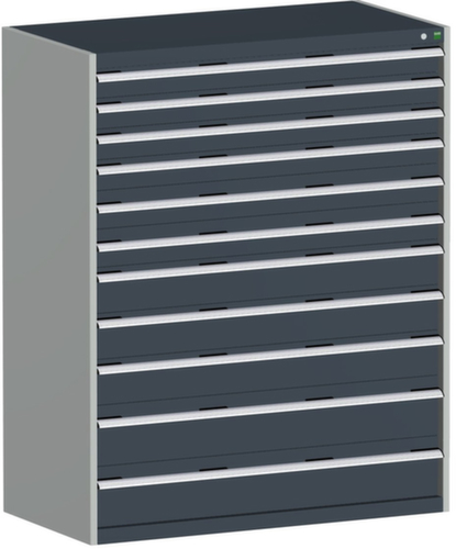 bott Schubladenschrank cubio Grundfläche 1300x650 mm, 11 Schublade(n), RAL7035 Lichtgrau/RAL7016 Anthrazitgrau