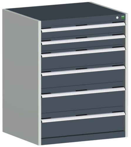 bott Schubladenschrank cubio Grundfläche 800x750 mm, 6 Schublade(n), RAL7035 Lichtgrau/RAL7016 Anthrazitgrau
