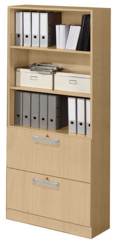 Kombi-Schraubregal Up and Down mit HR-Auszügen, 3 Regalfächer, Breite 800 mm, Ahorn/Ahorn