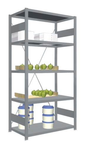hofe Edelstahl-Steckregal, Höhe x Breite x Tiefe 2000 x 1060 x 535 mm, 5 Böden