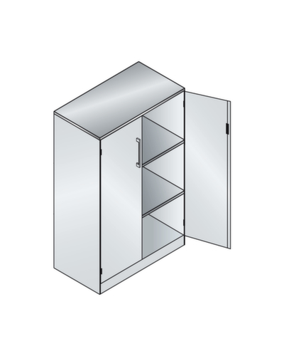 C+P Flügeltürenschrank Asisto, 3 Ordnerhöhen, RAL9006 Weißaluminium/Ahorn