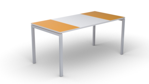 Schreibitsch easyDesk in Bicolor-Optik, 4-Fußgestell, Breite 1600 mm, orange/weiß/weiß