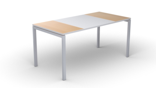 Schreibitsch easyDesk in Bicolor-Optik, 4-Fußgestell, Breite 1800 mm, Buche/weiß/weiß