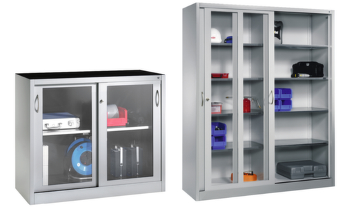 C+P Werkstattschrank ERGO lichtgrau mit Sichtfenstertüren