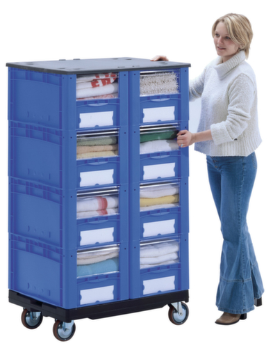 BITO Euronorm-Sichtlagerbehälter mit Eingrifföffnung, rot, HxLxB 420x600x400 mm