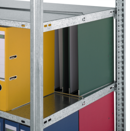 hofe Akten-Steckregal zur beidseitigen Nutzung, 5 Böden, RAL9006 Weißaluminium