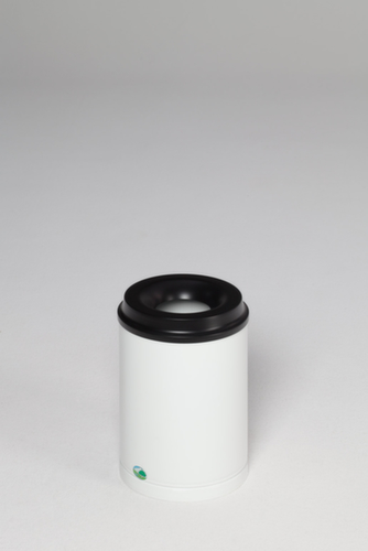 VAR Papierkorb mit Löschkopf, 15 l, RAL9016 Verkehrsweiß, Kopfteil schwarz