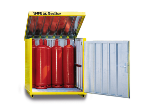 Gasflaschen-Depot mit aufklappbarem Dach