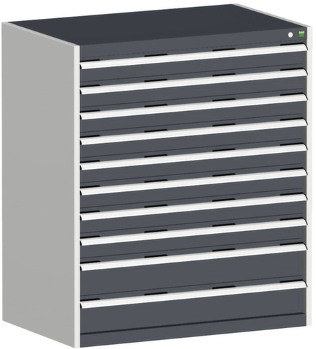bott Schubladenschrank cubio Grundfläche 1050x650 mm, 10 Schublade(n), RAL7035 Lichtgrau/RAL7016 Anthrazitgrau