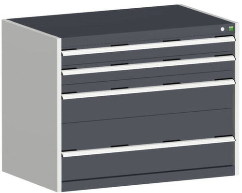 bott Schubladenschrank cubio Grundfläche 1050x750 mm, 4 Schublade(n), RAL7035 Lichtgrau/RAL7016 Anthrazitgrau