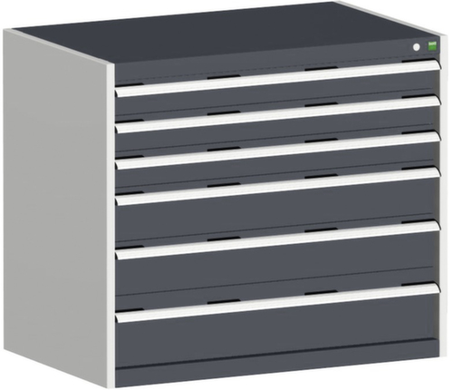 bott Schubladenschrank cubio Grundfläche 1050x650 mm, 6 Schublade(n), RAL7035 Lichtgrau/RAL7016 Anthrazitgrau