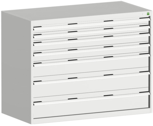 bott Schubladenschrank cubio Grundfläche 1300x750 mm, 7 Schublade(n), RAL7035 Lichtgrau/RAL7035 Lichtgrau