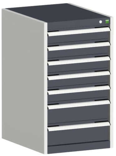 bott Schubladenschrank cubio Grundfläche 525x525 mm, 7 Schublade(n), RAL7035 Lichtgrau/RAL7016 Anthrazitgrau