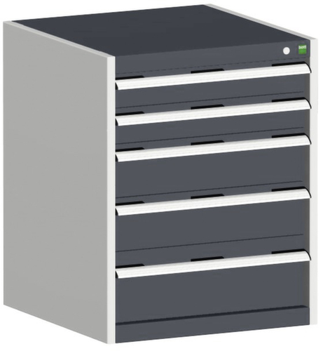 bott Schubladenschrank cubio mit Grundfläche 650x650 mm, 5 Schublade(n), RAL7035 Lichtgrau/RAL7016 Anthrazitgrau