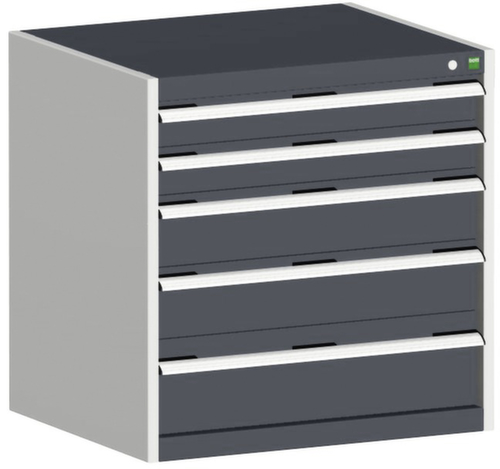 bott Schubladenschrank cubio Grundfläche 800x750 mm, 5 Schublade(n), RAL7035 Lichtgrau/RAL7016 Anthrazitgrau