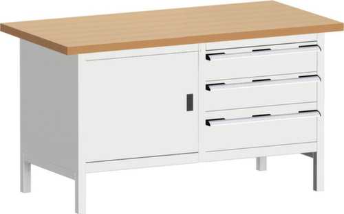 bott Kastenwerkbank cubio, 3 Schubladen, 1 Schrank, RAL7035 Lichtgrau/RAL7035 Lichtgrau
