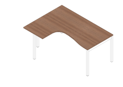 Quadrifoglio Winkel-Schreibtisch Practika, 4-Fußgestell, Breite 1600 mm, Nuss Canaletto/weiß