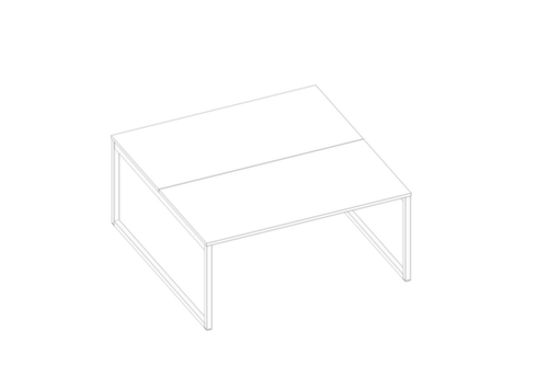 Quadrifoglio Benchtisch Practika mit Kufengestell, Breite x Tiefe 1600 x 1600 mm, Platte weiß