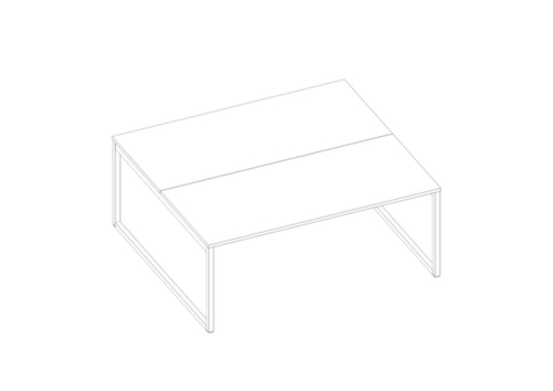 Quadrifoglio Benchtisch Practika mit Kufengestell, Breite x Tiefe 1800 x 1600 mm, Platte weiß